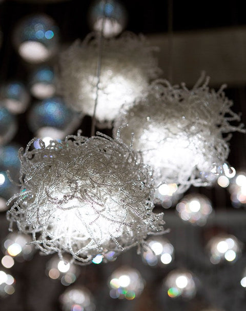 Birds Nest Modern Pendant Light with Beads Accent