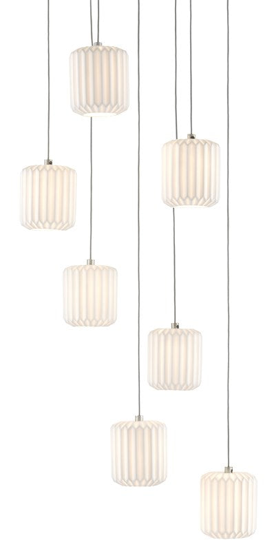 Ambient Dove Modern Cylinder Pendant Light with Pleated Shade