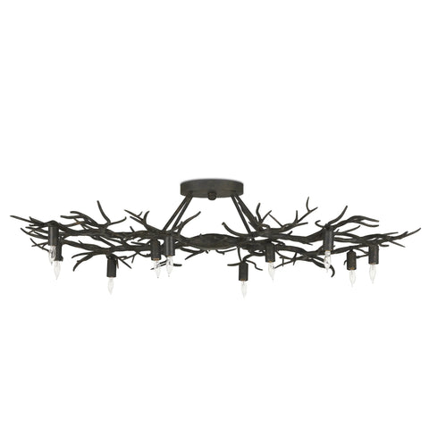 Rainforest Ambient Tree Carving Organic Semi Flush Mount Ceiling Light