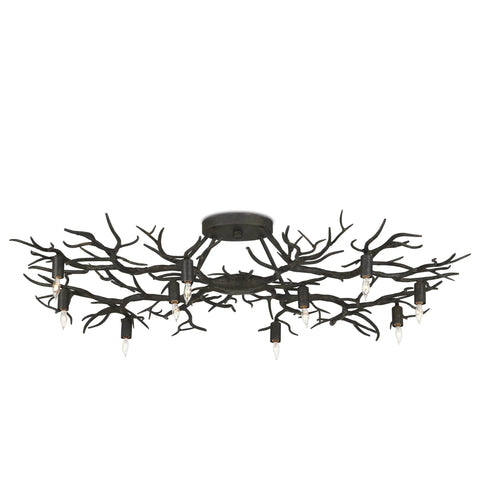 Rainforest Ambient Tree Carving Organic Semi Flush Mount Ceiling Light