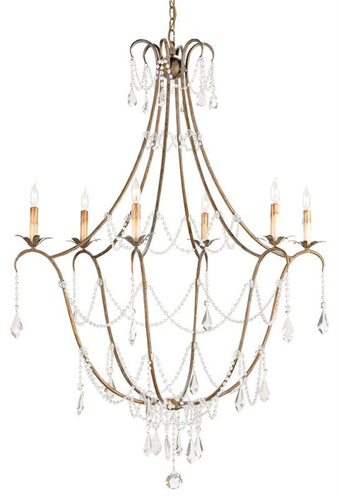 Elizabeth Accent Candelabra Chandelier with Crystals Ceiling Light