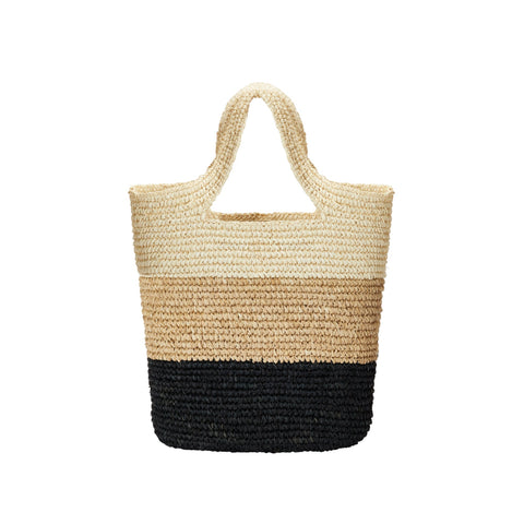 Beach Handmade Color Block Open Top Tote
