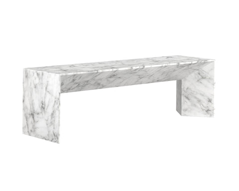 Outdoor Living & Garden Minimalist Marble Look Accent Bench