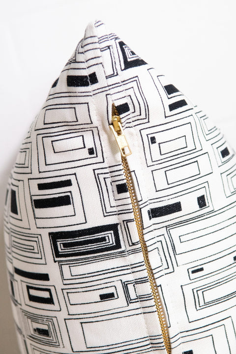 Modern Graphic Linen Accent Pillow with Removable Cover