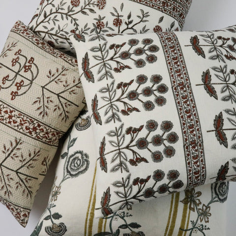 Filling Spaces Artful Traditionalist Bohemian Hand Block Print Accent Throw Pillow - 22 x 22 - 24 x 24