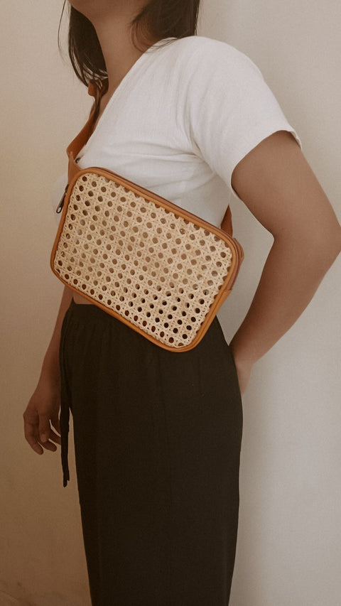 Global Eclecticist Geometric Leather Trim Crossbody