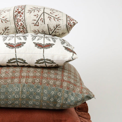 Filling Spaces Artful Traditionalist Bohemian Hand Block Print Accent Throw Pillow - 20 x 20