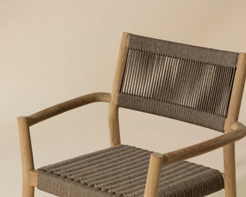 Outdoor Living & Garden Modern Hand Woven Teak Dining Armchair