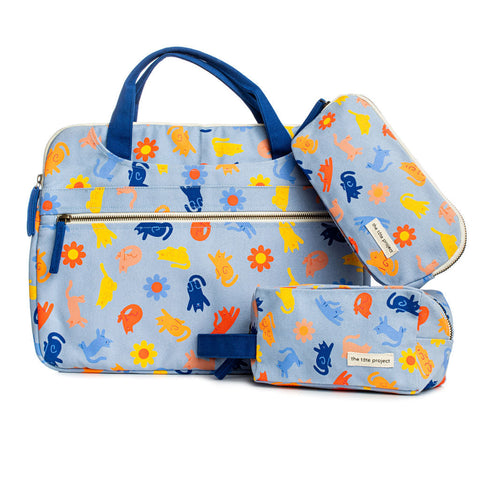 Graphic Print Zip Top Pouch with Pocket