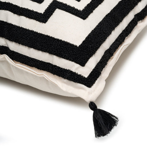 Powered by People Timeless Minimalist Modern Symbol Pillow Cover with Tassels - 20 x 20