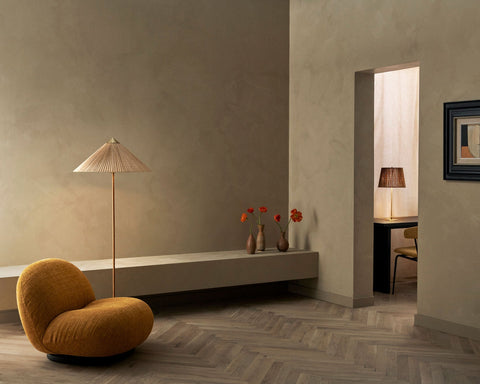 Ambient Minimalist Stick Floor Lamp with Pleated Shade