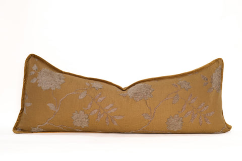 Artful Traditionalist Vintage Embroidery Lumbar Pillow