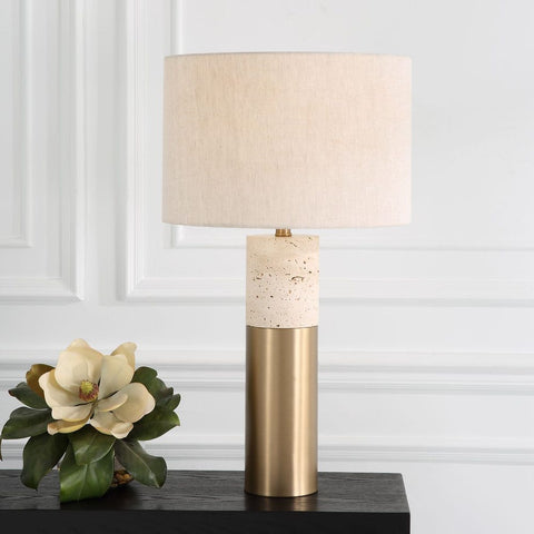 Gravitas Column Table Lamp in Brass Contemporary Style