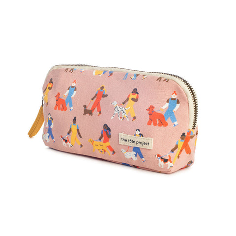 Graphic Print Zipper Pouch with Exterior Pockets