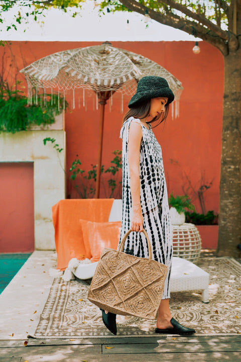 Beach Geometric Handmade Tote with Braided Design