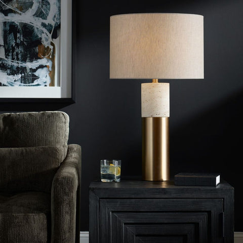 Gravitas Column Table Lamp in Brass Contemporary Style