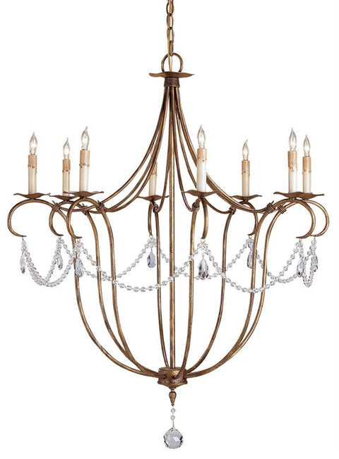 Accent Candelabra Chandelier with Crystals and Scrolls Elegant Ceiling Light