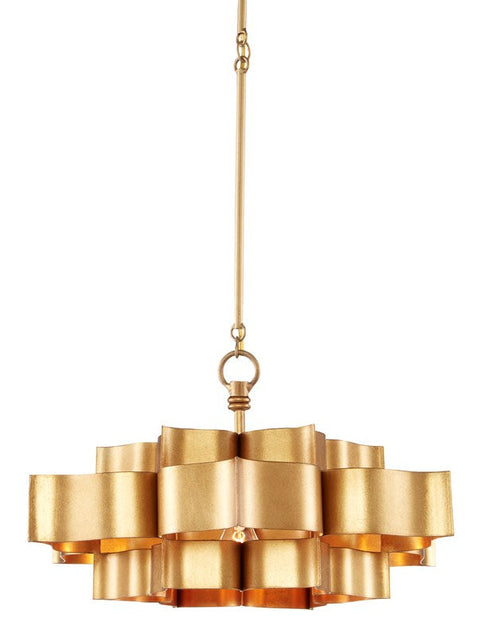 Grand Lotus Tiered Chandelier in Gold Elegant Ceiling Light