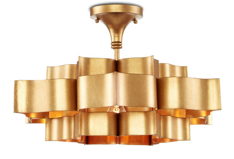 Grand Lotus Tiered Chandelier in Gold Elegant Ceiling Light