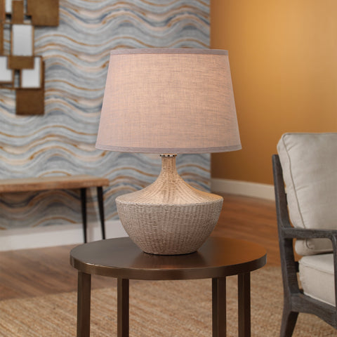 Accent Embossed Drum Table Lamp for Organic Contemporary Spaces