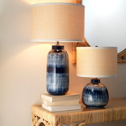 Batik Coastal Handcrafted Drum Accent Table Lamp