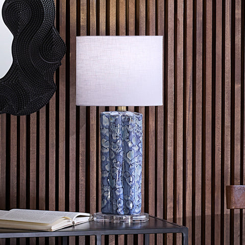 Flurry Column Cylinder Table Lamp with Scallop Trim