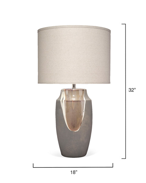 Landslide Accent Handcrafted Drum Table Lamp in Gray
