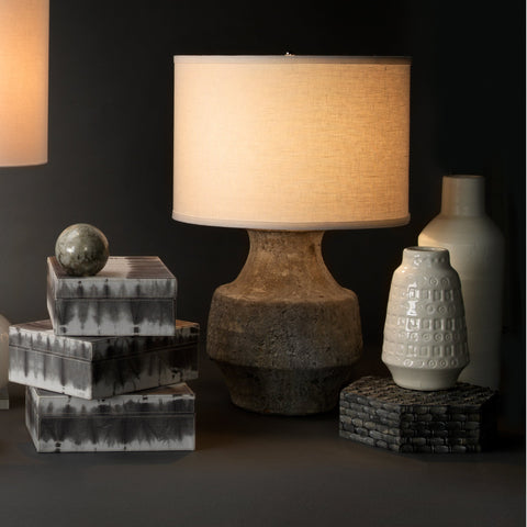 Accent Ambient Masonry Column Drum Modern Table Lamp