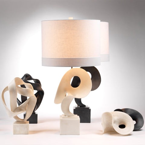 Obscure Contemporary Drum Table Lamp with Finial