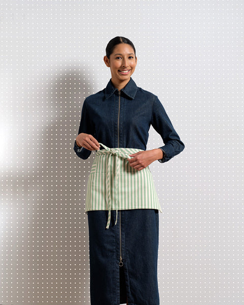 Waist Adjustable Stripe Apron with Deep Pockets