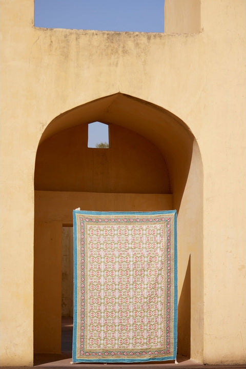 Powered by People Topanga Quilted Bohemian Floral Rectangle Handcrafted Throw - 54 x 84