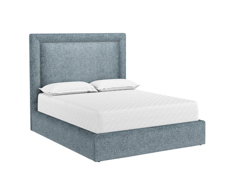 Sunpan Contemporary Nylah Upholstered Platform Bed with Nailhead Trim - Queen - King - Queen