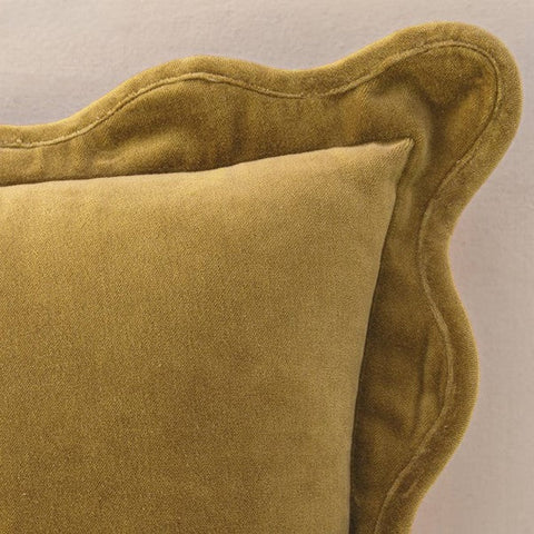 Powered by People Artful Traditionalist Organic Cotton Velvet Pillow Cover with Scallop Trim - 20 x 20