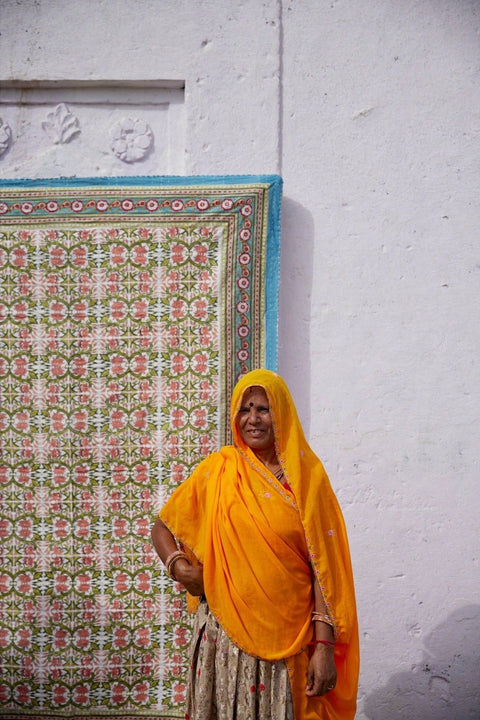 Powered by People Topanga Quilted Bohemian Floral Rectangle Handcrafted Throw - 54 x 84