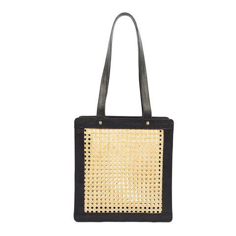 Geometric Open Top Tote with Shoulder Straps and Pocket