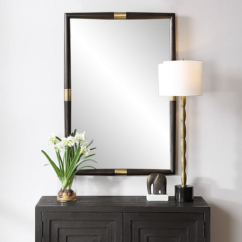 Contemporary Oak Framed Accent Wall Mirror for Entryway
