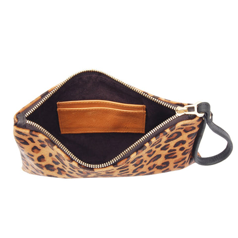 Animal Graphic Leopard Clutch with Zip Top and Pocket