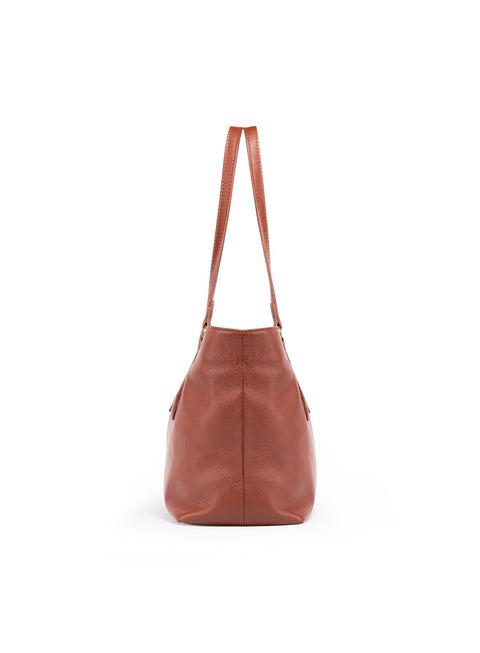 Braided Leather Tote with Magnetic Closure and Interior Pocket