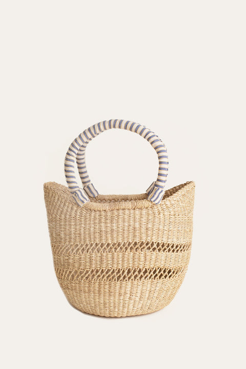 Handmade Raffia Basket Bag with Open Top