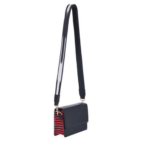 Casual Stripe Embossed Logo Crossbody