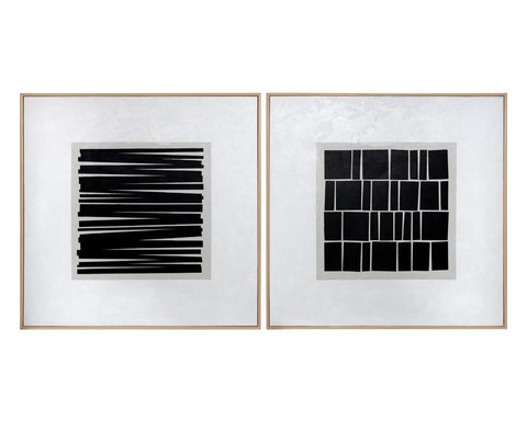 Sunpan Split Personality Modern Abstract Print Square Wall Art - Set of 2