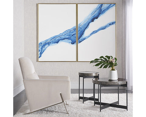 Sunpan Fluidity Modern Abstract Painting with Gold Floating Frame Wall Art - Set of 2