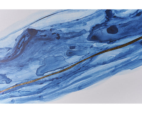 Sunpan Fluidity Modern Abstract Painting with Gold Floating Frame Wall Art - Set of 2