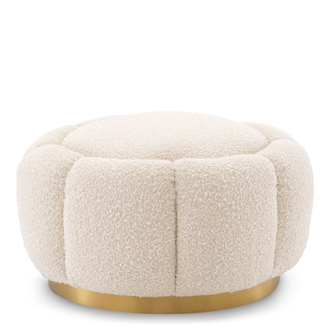 Space Saving Organic Pouf Ottoman with Plinth Base