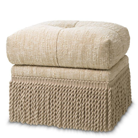 Space Saving Contemporary Upholstered Accent Stool with Fringe