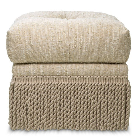 Space Saving Contemporary Upholstered Accent Stool with Fringe