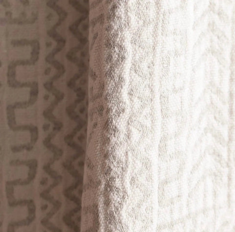 Uniq'uity Oujda Geometric Woven Linen Throw with Fringe Organic Style - 106 x 51