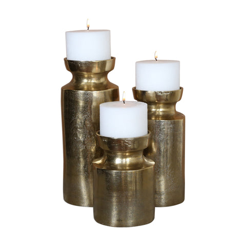 Uttermost Contemporary Textured Cylindrical Candle Stand - Set of 3