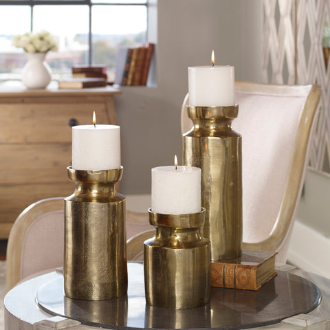 Uttermost Contemporary Textured Cylindrical Candle Stand - Set of 3