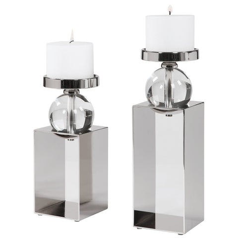 Uttermost Contemporary Crystal Candle Stand for Pillars - Set of 2